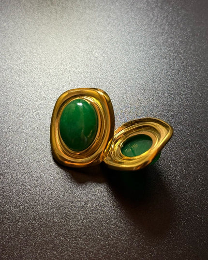 ROYAL OVAL STUDS - STUNNING BUTTERFLY GREEN EARRINGS