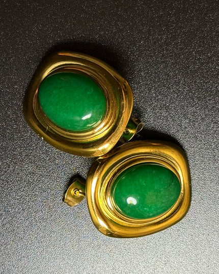 ROYAL OVAL STUDS - STUNNING BUTTERFLY GREEN EARRINGS