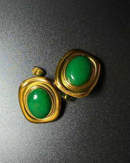ROYAL OVAL STUDS - STUNNING BUTTERFLY GREEN EARRINGS