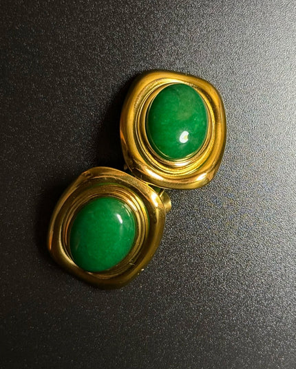 ROYAL OVAL STUDS - STUNNING BUTTERFLY GREEN EARRINGS
