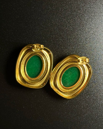 ROYAL OVAL STUDS - STUNNING BUTTERFLY GREEN EARRINGS