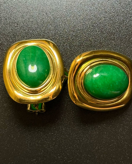 ROYAL OVAL STUDS - STUNNING BUTTERFLY GREEN EARRINGS