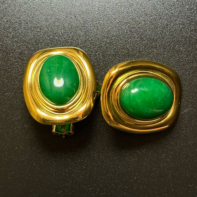 ROYAL OVAL STUDS - STUNNING BUTTERFLY GREEN EARRINGS