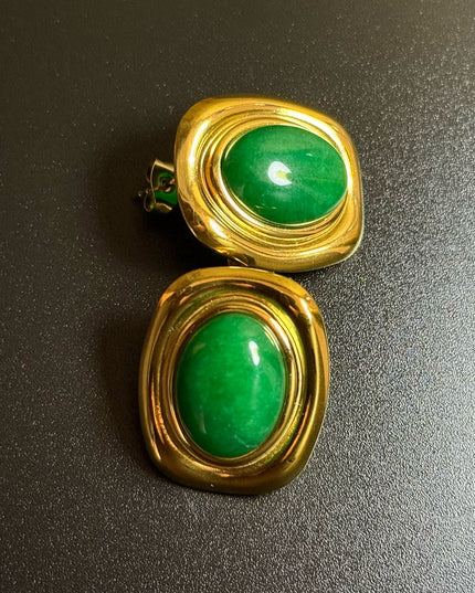 ROYAL OVAL STUDS - STUNNING BUTTERFLY GREEN EARRINGS