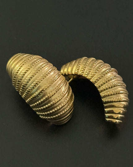 Regal Shell Earrings – Textured Elegance in Gold