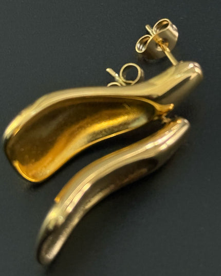 Liquid Gold Sculptural Earrings - Luxury Suave Patterns With a Radiant Gold Finish
