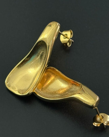 Liquid Gold Sculptural Earrings - Luxury Suave Patterns With a Radiant Gold Finish