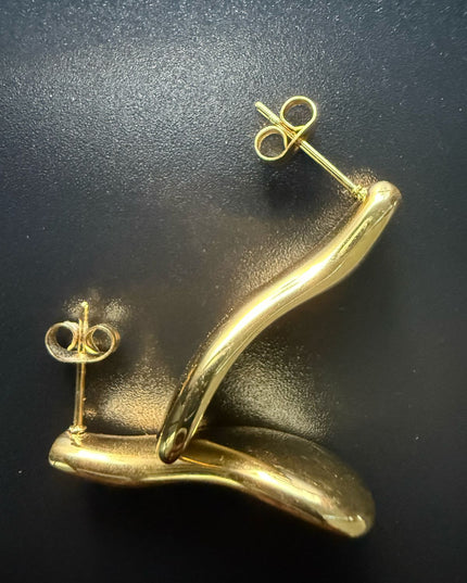 Liquid Gold Sculptural Earrings - Luxury Suave Patterns With a Radiant Gold Finish