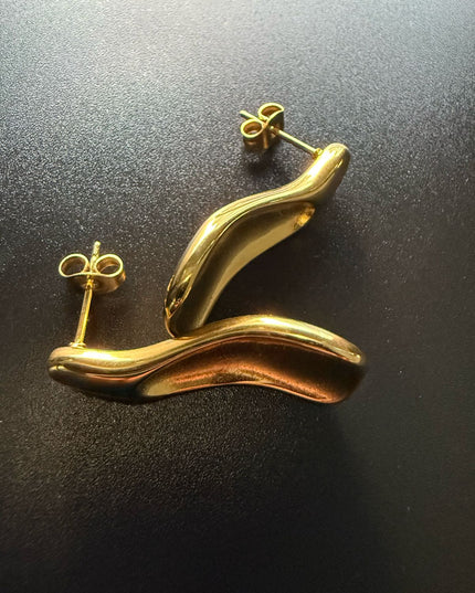 Liquid Gold Sculptural Earrings - Luxury Suave Patterns With a Radiant Gold Finish