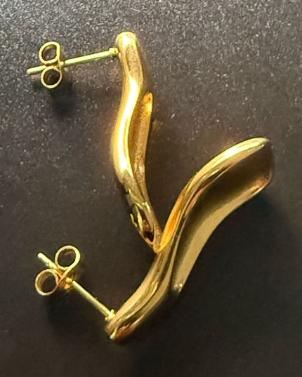Liquid Gold Sculptural Earrings - Luxury Suave Patterns With a Radiant Gold Finish