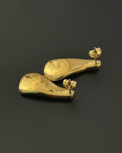 Liquid Gold Sculptural Earrings - Luxury Suave Patterns With a Radiant Gold Finish