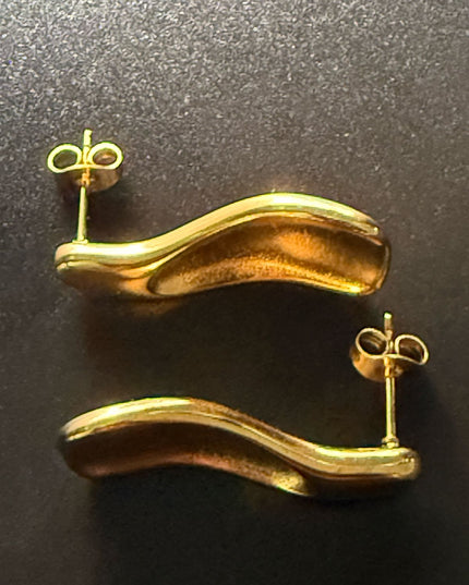 Liquid Gold Sculptural Earrings - Luxury Suave Patterns With a Radiant Gold Finish