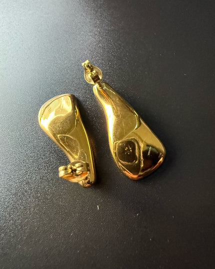 Liquid Gold Sculptural Earrings - Luxury Suave Patterns With a Radiant Gold Finish