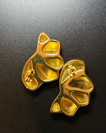 Aurora Bloom Studs – The Golden Petal Statement Earrings