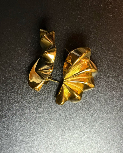 Aurora Bloom Studs – The Golden Petal Statement Earrings