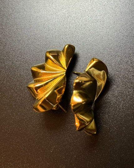Aurora Bloom Studs – The Golden Petal Statement Earrings