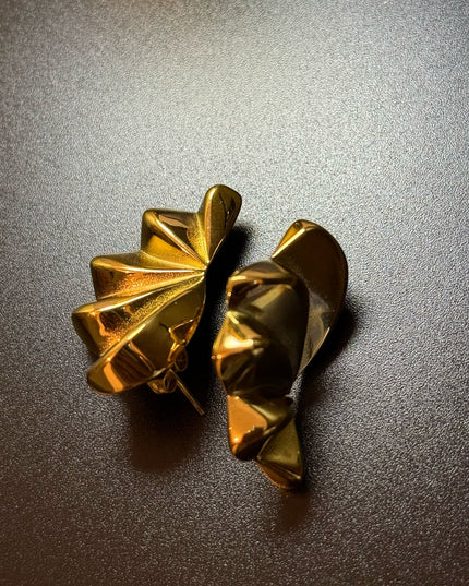 Aurora Bloom Studs – The Golden Petal Statement Earrings