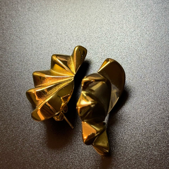 Aurora Bloom Studs – The Golden Petal Statement Earrings