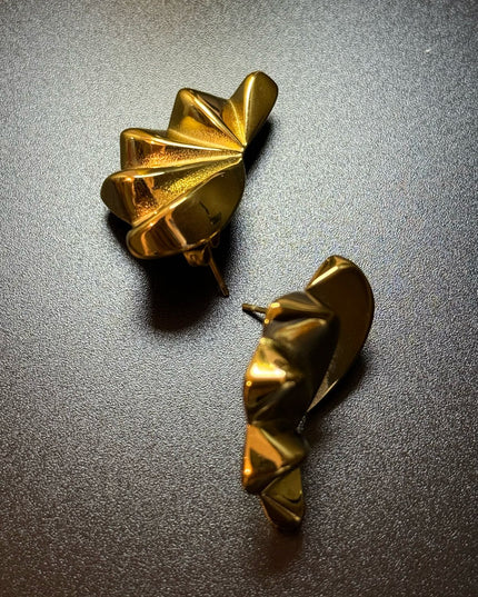 Aurora Bloom Studs – The Golden Petal Statement Earrings