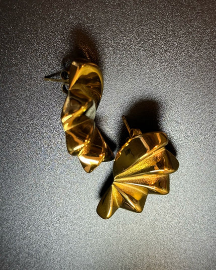 Aurora Bloom Studs – The Golden Petal Statement Earrings