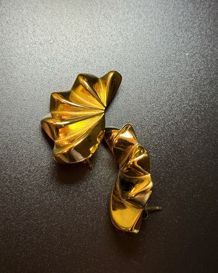 Aurora Bloom Studs – The Golden Petal Statement Earrings