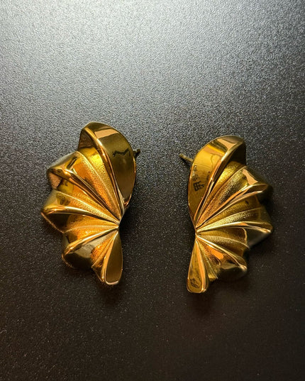 Aurora Bloom Studs – The Golden Petal Statement Earrings