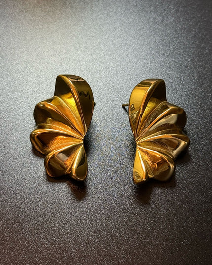 Aurora Bloom Studs – The Golden Petal Statement Earrings
