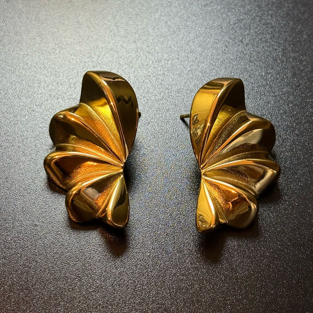 Aurora Bloom Studs – The Golden Petal Statement Earrings