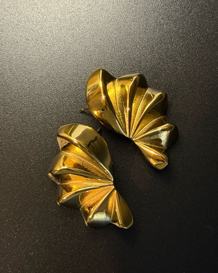 Aurora Bloom Studs – The Golden Petal Statement Earrings