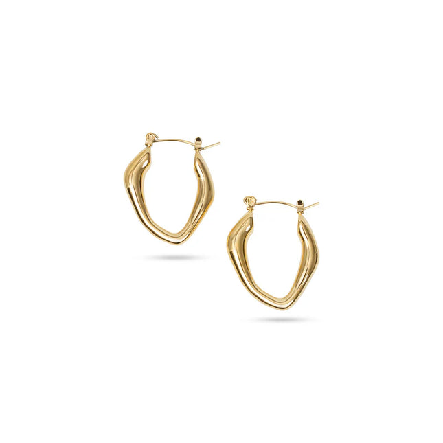 Golden Flow Hoop Earrings – Organic Elegance in Motion - Made In Solid Non-Tarnish Stainless Steel With 18K Gold-Plate
